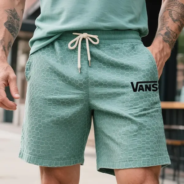 Men's Vintage Waffle Honeycomb Pattern Surfing Skateboard Cargo Shorts Mint Green - Zivinfo.com 