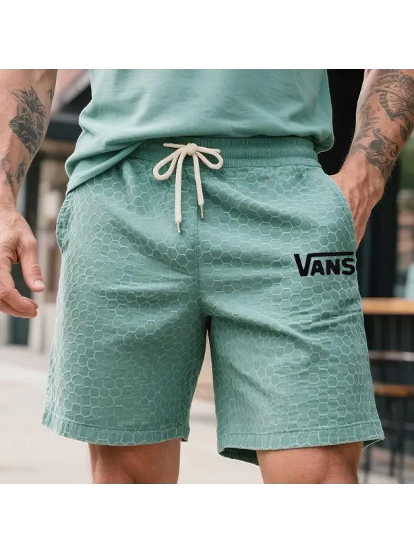 Men's Vintage Waffle Honeycomb Pattern Surfing Skateboard Cargo Shorts Mint Green - Wearmw.chimpone.com 