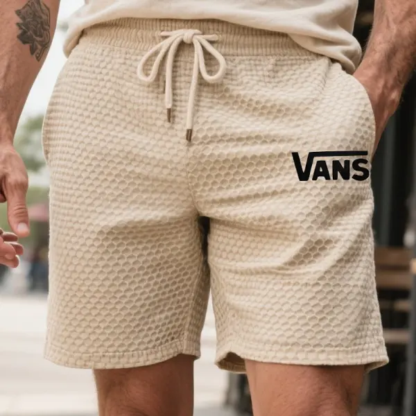 Men's Retro Waffle Surf Skateboard Cargo Shorts Beige - Zivinfo.com 