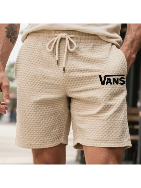 Men's Retro Waffle Surf Skateboard Cargo Shorts Beige - Ootdmw.com 