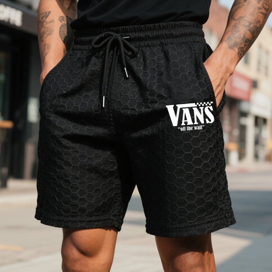 

Men's Retro Off The Wall Waffle Honeycomb Surfing Skateboard Cargo Shorts
