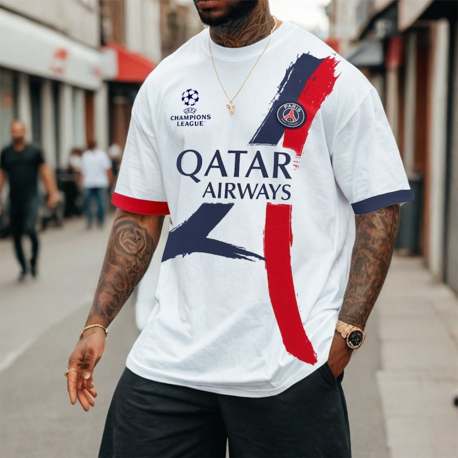 

Men's EURO Football Racing Loose Short Sleeve Oversized T-Shirt