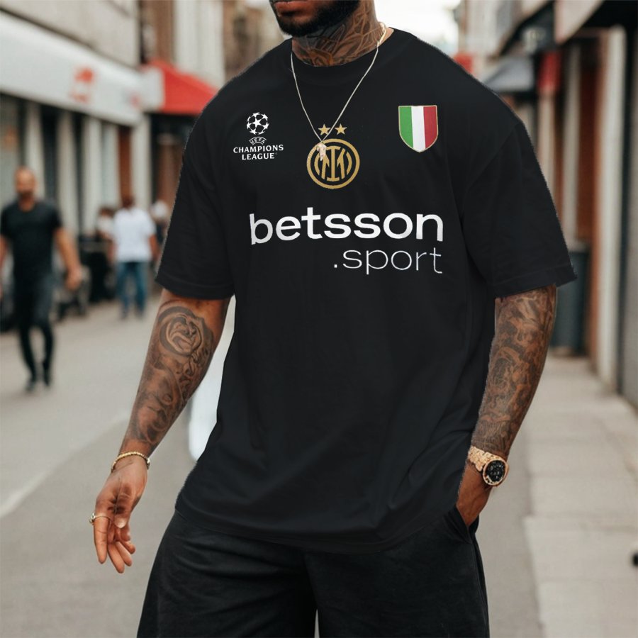 

Men's EURO Football Racing Loose Short Sleeve Oversized T-Shirt