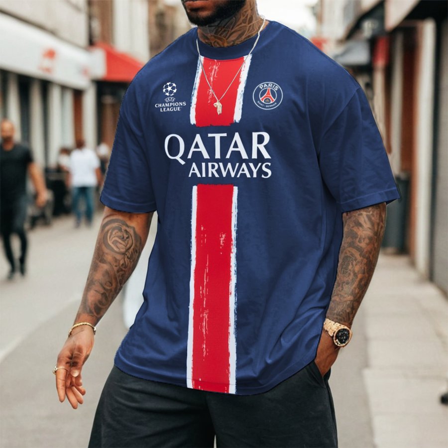 

Men's EURO Football Racing Loose Short Sleeve Oversized T-Shirt