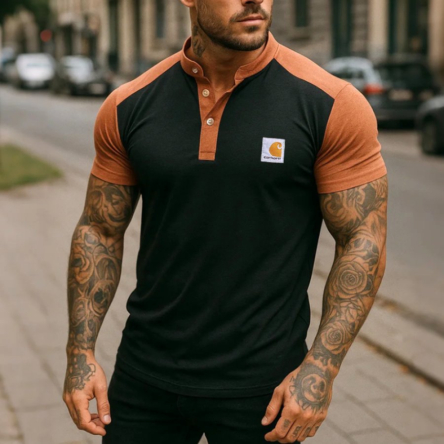 

Stylish Contrast Polo Shirt For Men - Perfect For Casual And Sporty Looks
