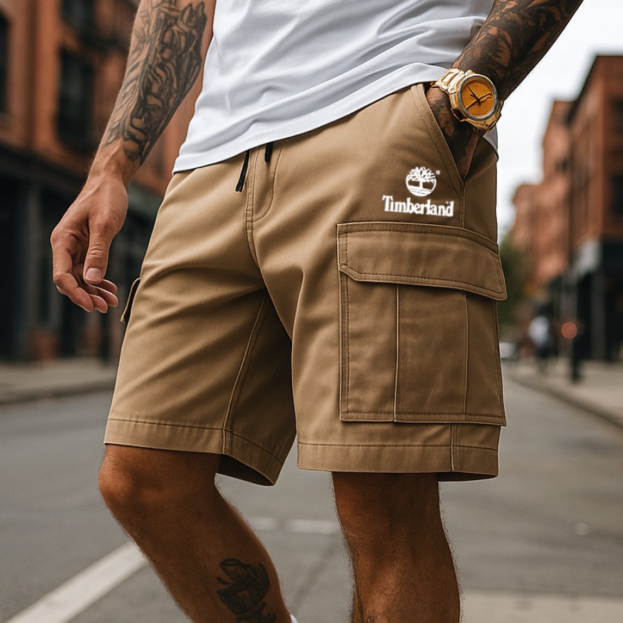 

Men's Cargo Shorts With Large Utility Pockets And Stylish Logo Embroidery