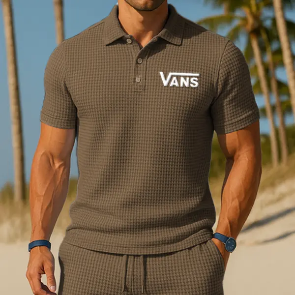 Stylish Waffle Short-Sleeve Polo Shirt For Men - Perfect For Casual And Outdoor Activities - Wayrates.chimpone.com 