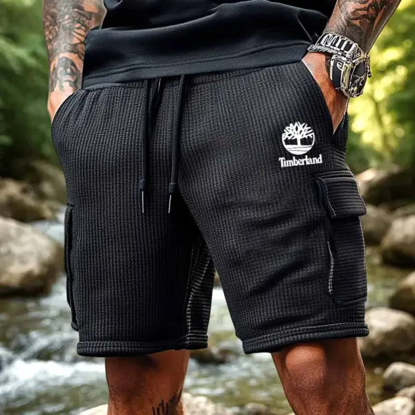 Men's Cargo Shorts Waffle Knit Vintage Multi-Pocket Outdoor Surf Walkshort Boardshorts - Yesunshine.com 