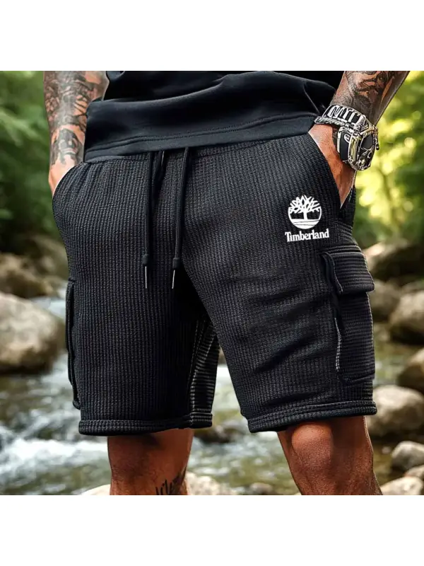 Men's Cargo Shorts Waffle Knit Vintage Multi-Pocket Outdoor Surf Walkshort Boardshorts - Ootdmw.com 