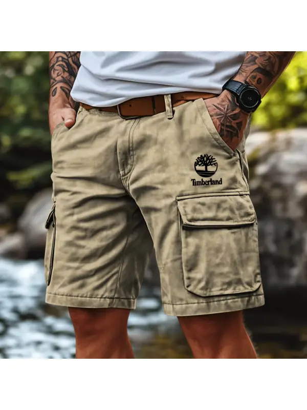 Men's Cargo Shorts Vintage Washed Distressed Multi-Pocket Outdoor Khaki Walkshort Boardshorts - Ootdmw.com 