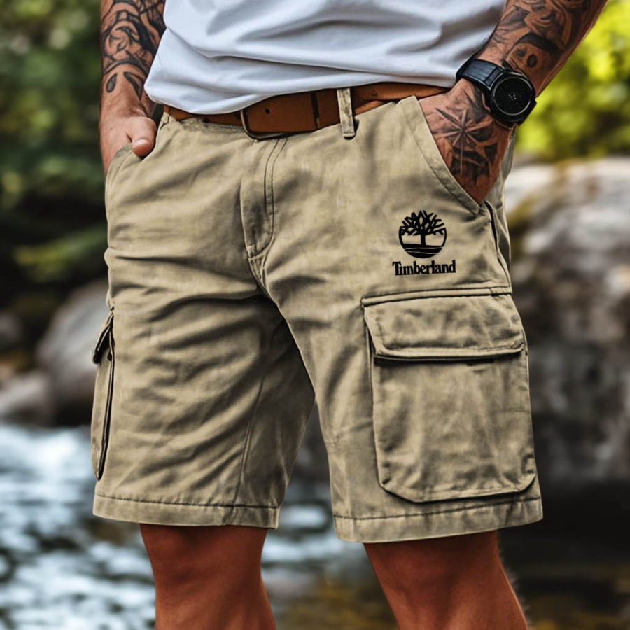 

Men's Cargo Shorts Vintage Washed Distressed Multi-Pocket Outdoor Khaki Walkshort Boardshorts