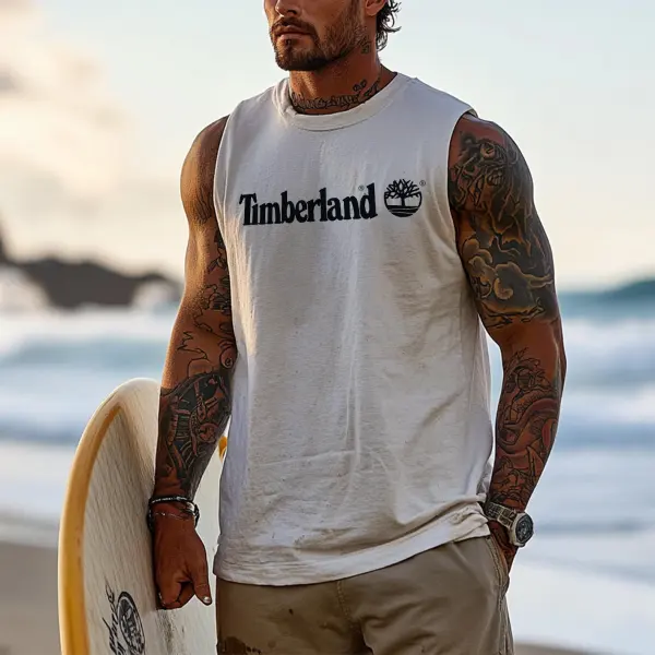 Men's Vintage Surfing Oversized Print Tank Top - Yesunshine.com 