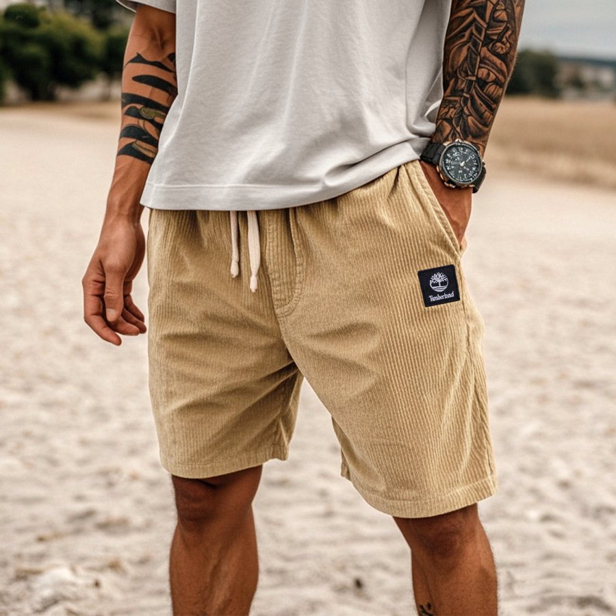 

Men's Corduroy Surf Shorts Vintage Beach Vacation Daily Hawaii Casual Walk Shorts