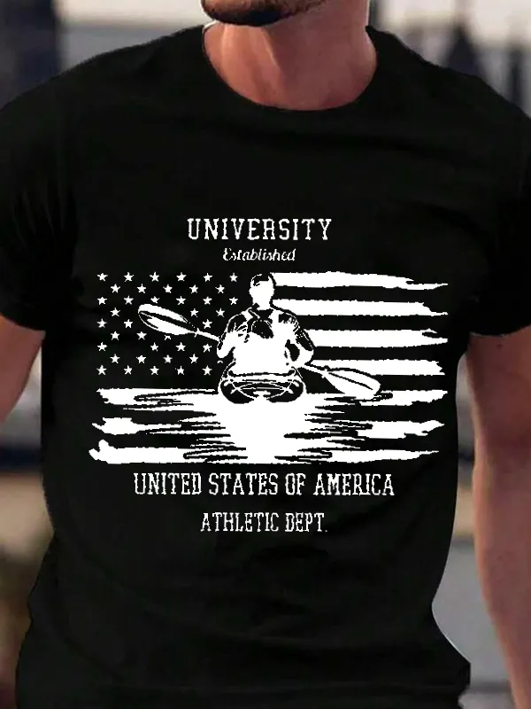 4th Of July Independence Day American Flag USA Kayaking Graphic T-Shirt - Pragmaace.com 
