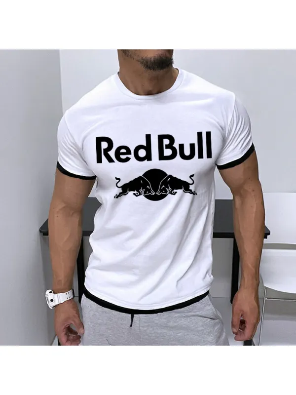 Men's Contrast Racing Energy Logo Print T-Shirt - Anrider.com 