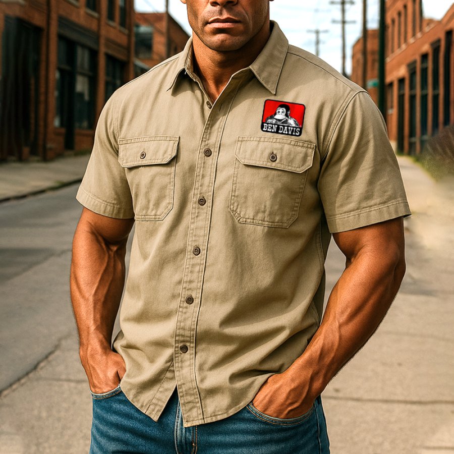 

Ben Davis Vintage Stylish Short-Sleeve Work Shirt With Iconic Patch Design