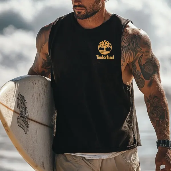 Men's Vintage Surfing Oversized Print Tank Top - Zivinfo.com 