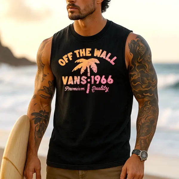 Men's Graphic Tank Top With Sleeve Tattoos Design For Summer Beachwear - Ootdyouth.com 