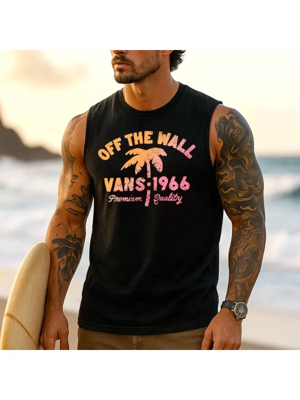 Men's Graphic Tank Top With Sleeve Tattoos Design For Summer Beachwear - Frontiercool.com 