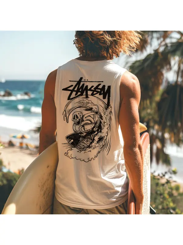Stylish Graphic Tank Top For Summer Beach Adventures - Frontiercool.com 