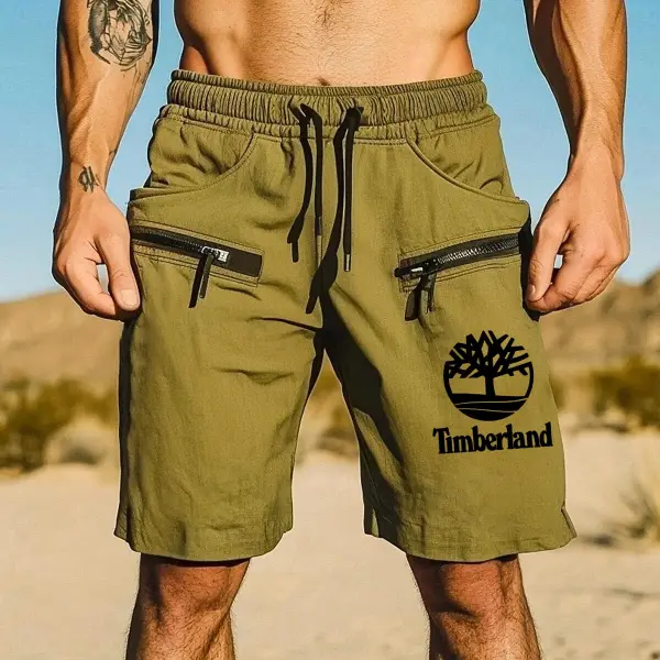 Men's Cargo Shorts Beach Drawstring Elastic Waist Zipper Pocket Walkshorts - Wayrates.com 