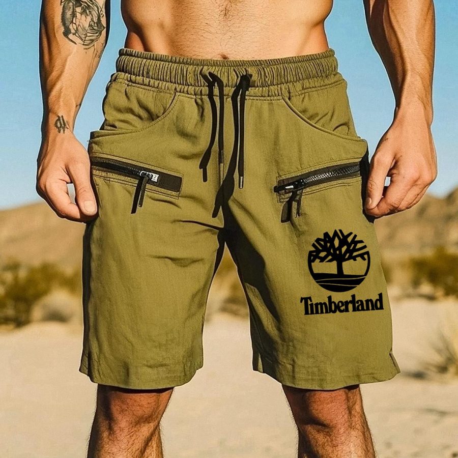 

Men's Cargo Shorts Beach Drawstring Elastic Waist Zipper Pocket Walkshorts