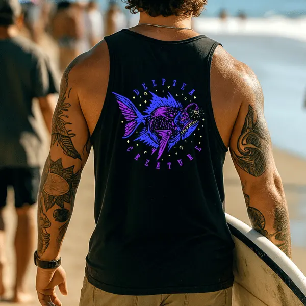 Deep Sea Creature Graphic Tank Top For Men - Perfect For Beach And Summer Outings - Wayrates.com 