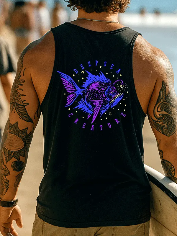Deep Sea Creature Graphic Tank Top For Men - Perfect For Beach And Summer Outings - Pragmaace.com 