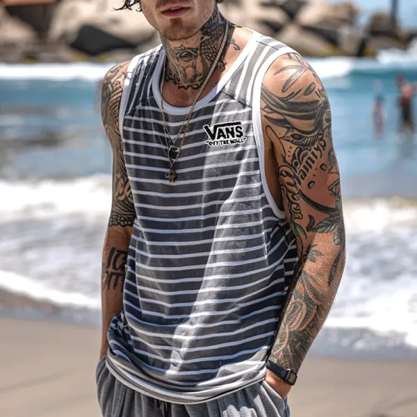 Striped Tank Top For Beach And Casual Wear - Wayrates.com 