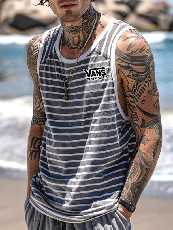 Striped Tank Top For Beach And Casual Wear - Menwyx.com 