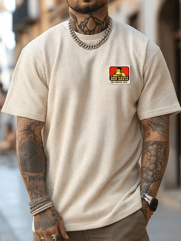 Stylish Short Sleeve Tee With Unique Chest Patch Design - Menwyx.com 