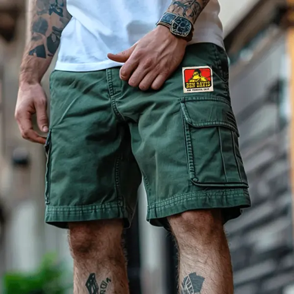 Ben Davis Men's Cargo Shorts With Multi-Pockets And Stylish Patch Design - Wayrates.com 