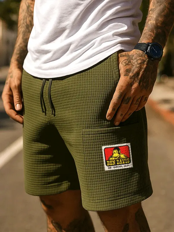 Men's Casual Shorts With Iconic Patch Design For Summer Outdoors - Menwyx.com 