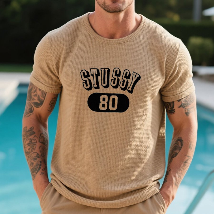 

Men's Vintage Waffle Surfwalk 80 Graphic Print T-Shirt In Khaki