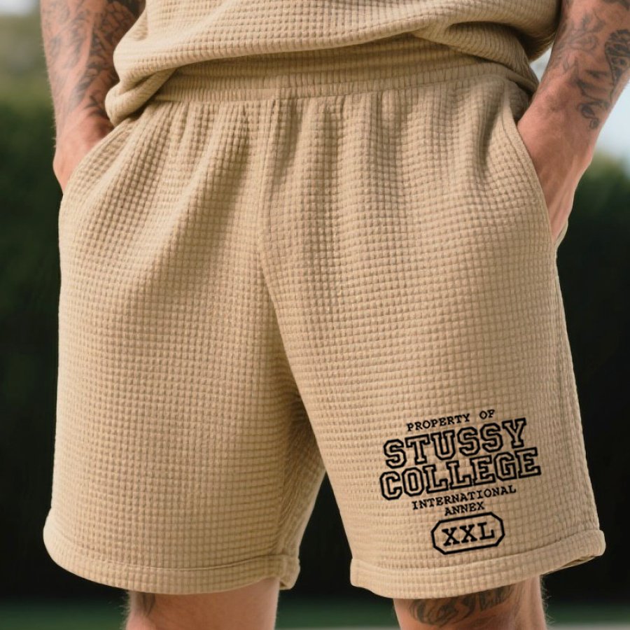 

Men's Casual Surfwalk Graphic Prints Waffle Shorts Khaki