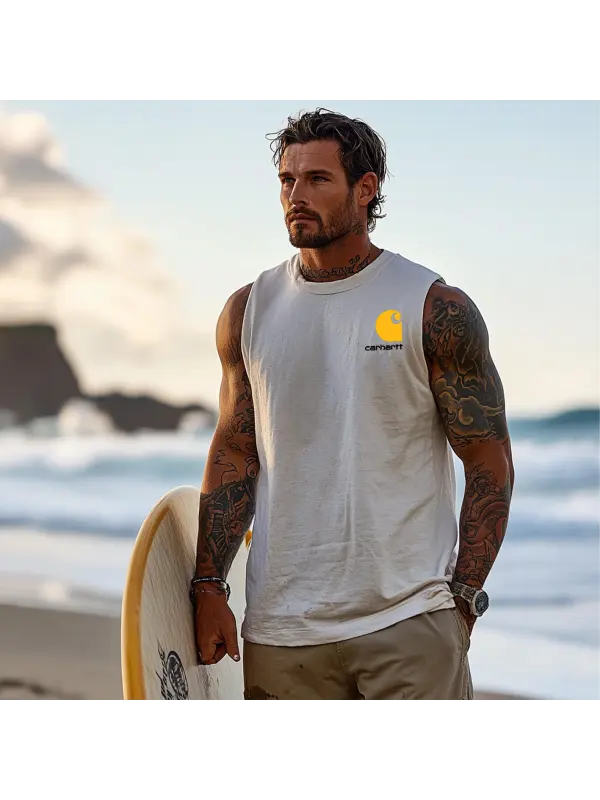 Men's Vintage Surfing Oversized Print Tank Top - Shopyiyistories.com 