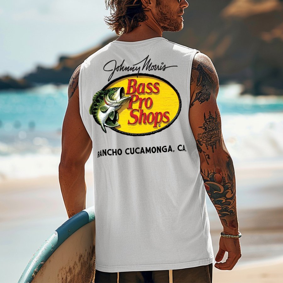 

Men's Vintage Surfing Oversized Fish Print Tank Top