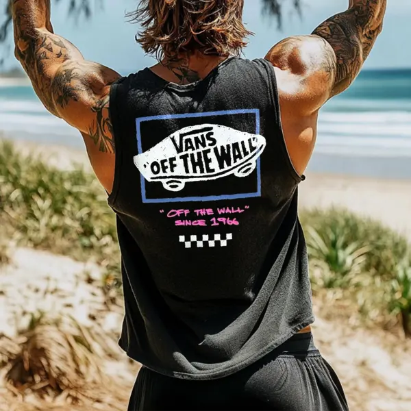 Men's Vintage Surfing Oversized Print Tank Top - Yesunshine.com 