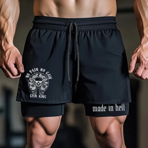 King Fitness Double Layer Sports Shorts - Menzfolk.com 