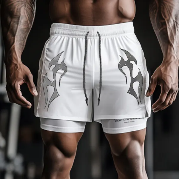 Retro Gym Retro Symmetrical Double-layer Drawstring Sports Shorts - Menzfolk.com 