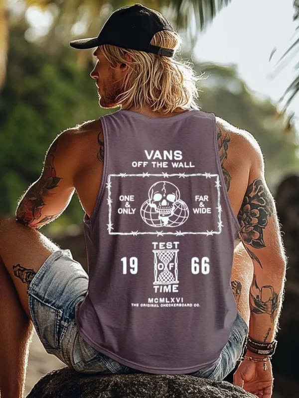 Vintage Unisex Beach Vacation Surf Logo Print Sleeveless Tank Top - Menbarn.com 