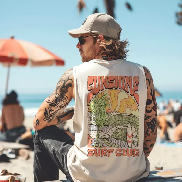 Sunshine Surf Club Graphic Tank Top For Beach Lovers - Wayrates.com 