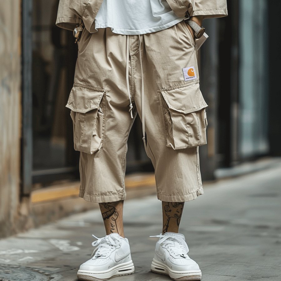 

Cargo Shorts With Multi-Pockets And Adjustable Waist For Men