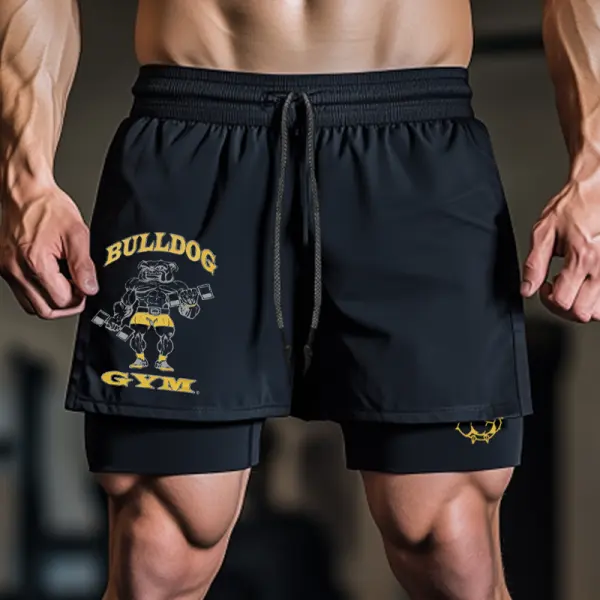Gym Dog Fitness Double Layer Sports Shorts - Rabclub.com 