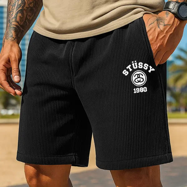 Men's Casual Surfwalk 1980 Corduroy Shorts Black - Rabclub.com 