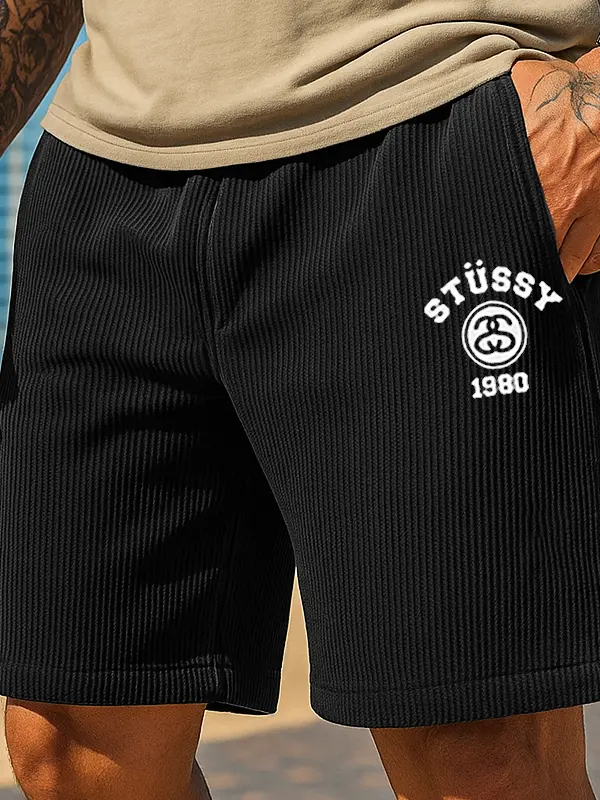Men's Casual Surfwalk 1980 Corduroy Shorts Black - Menwyx.com 