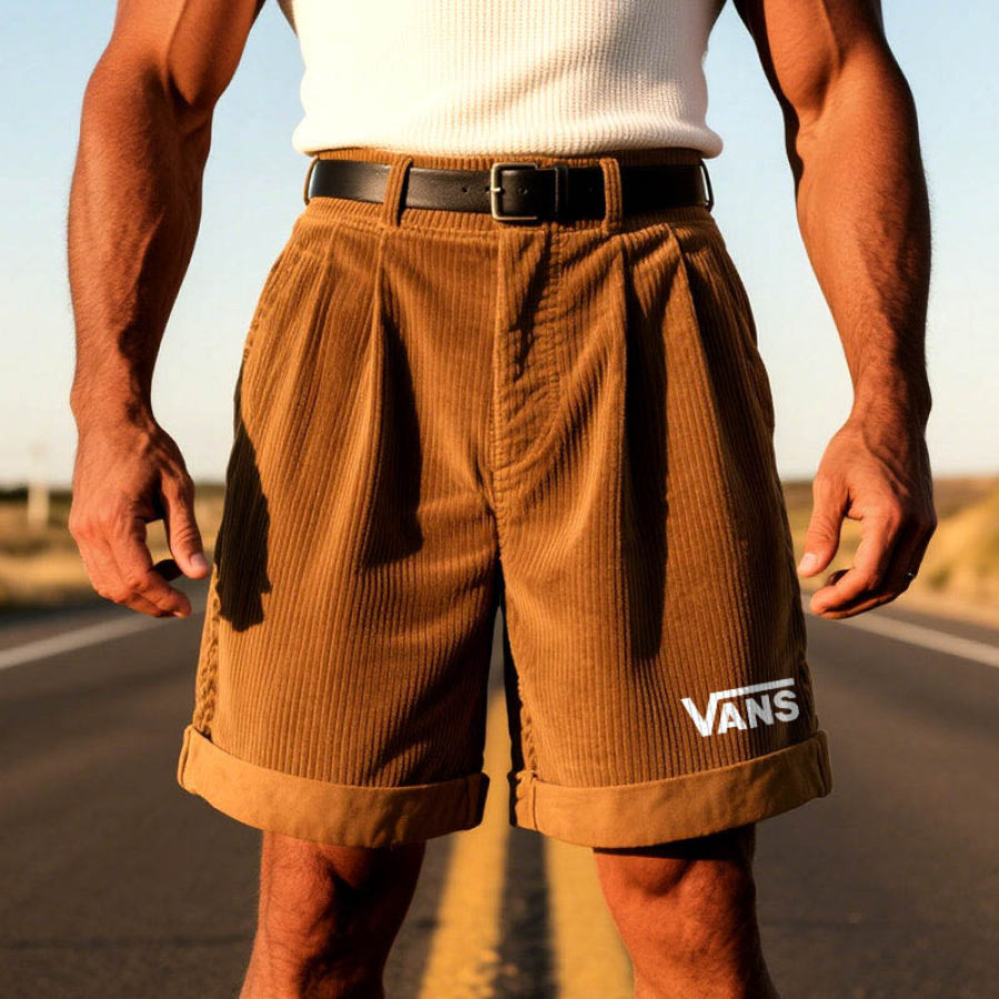

Men's Vintage Corduroy Surfing Print Walkshort Shorts Boardshorts