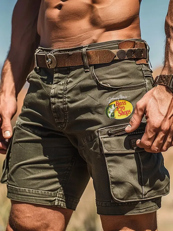 Men's Fish Print Cargo Shorts - Perfect For Outdoor Adventures And Casual Wear - Pragmaace.com 