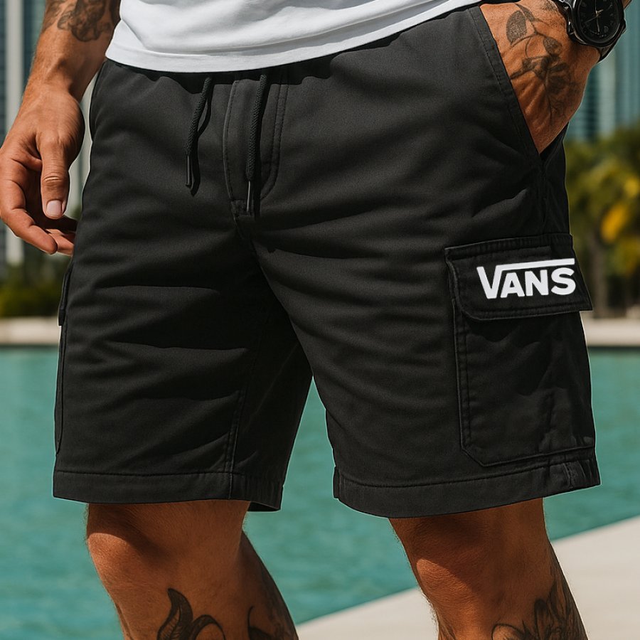 

Vans Men's Vintage 3D Embossed Logo Print Cargo Shorts