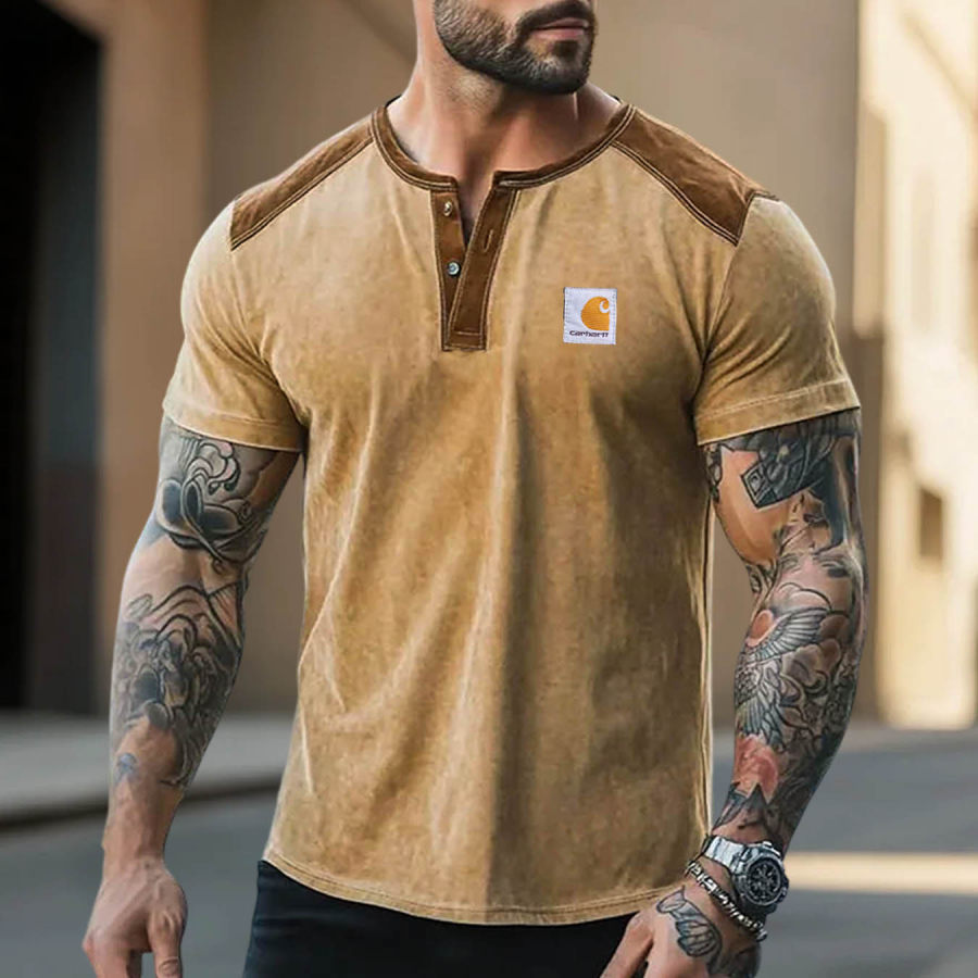 

Carhartt Men's Vintage Color Block Surf Henley Short Sleeve T-Shirt